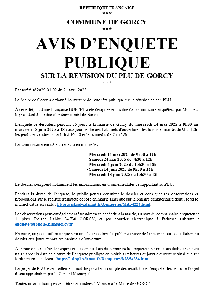 avis enquete plu