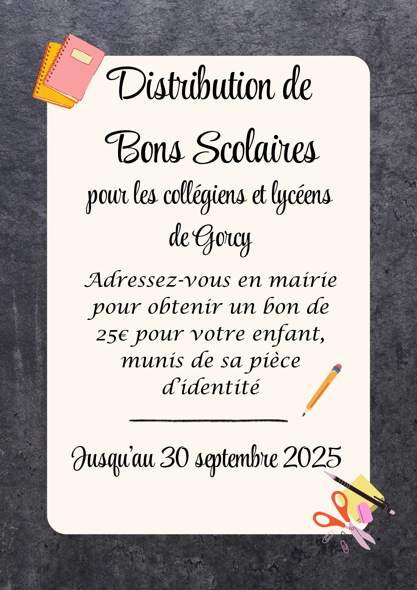 Bons scolaires 2025