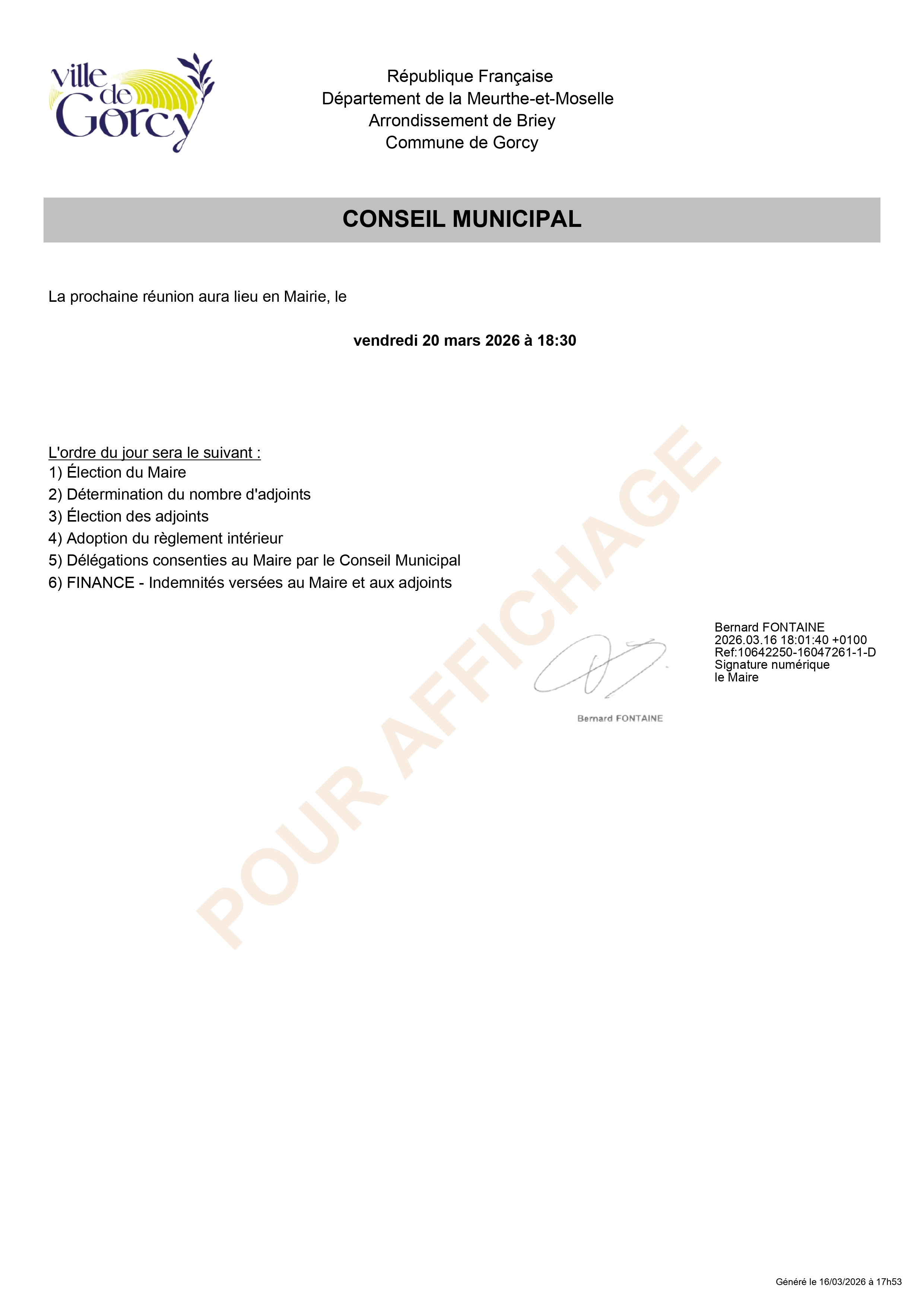 Conseil mars 26