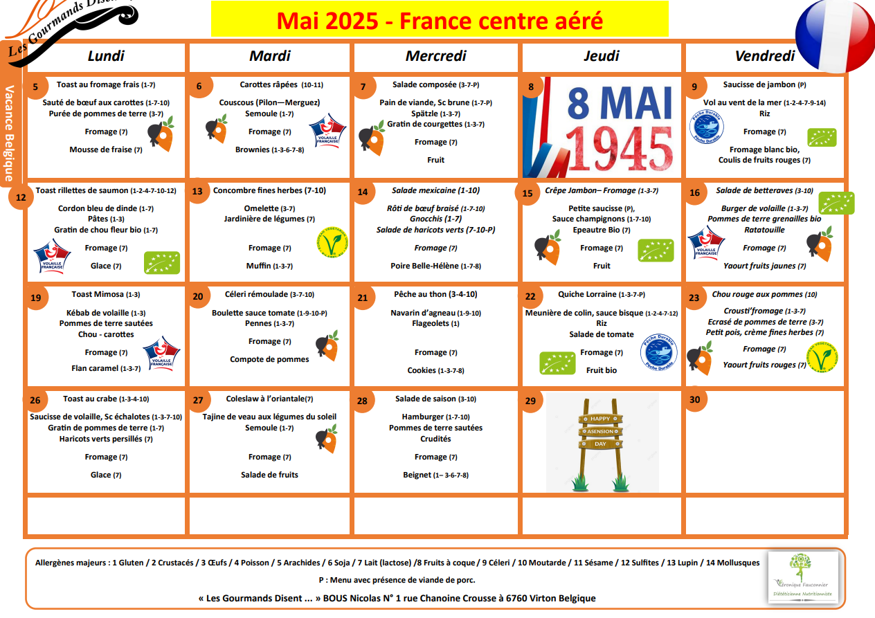 menu mai 2025