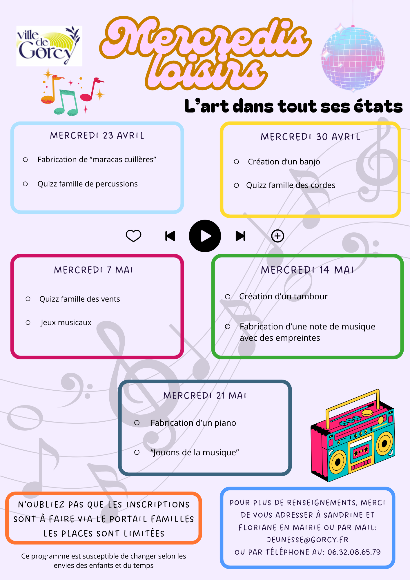 Planning mercredis loisirs avril-juin 2025 partie 1