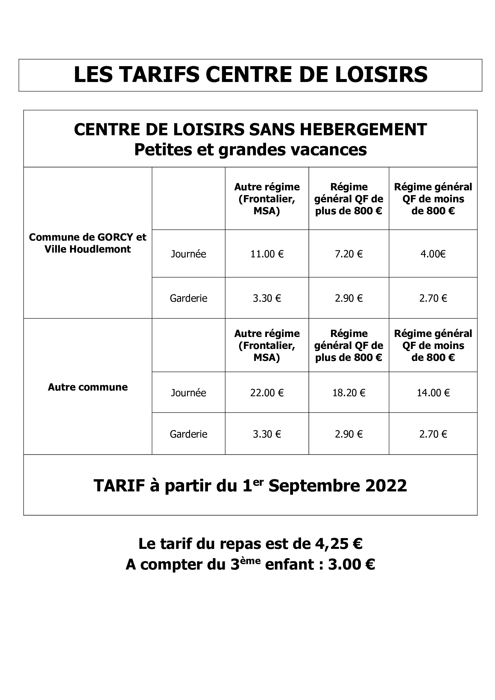 tarif-centre-de-loisirs-à-compter-de-sept-2022